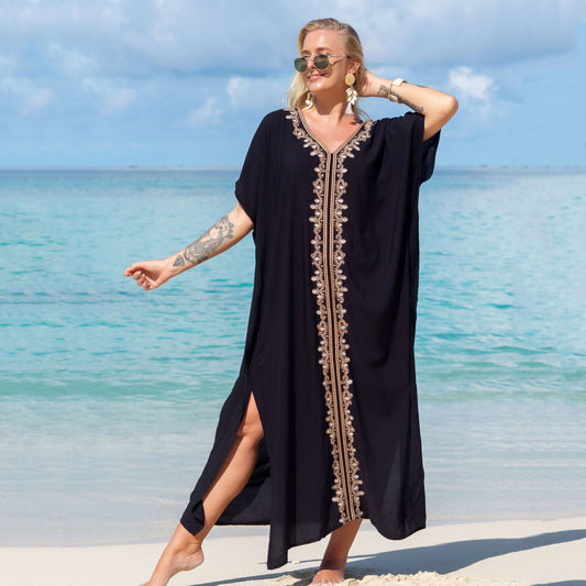 Rayon Eyelet Embroidered Robe Vacation Casual Beach Bikini Cover