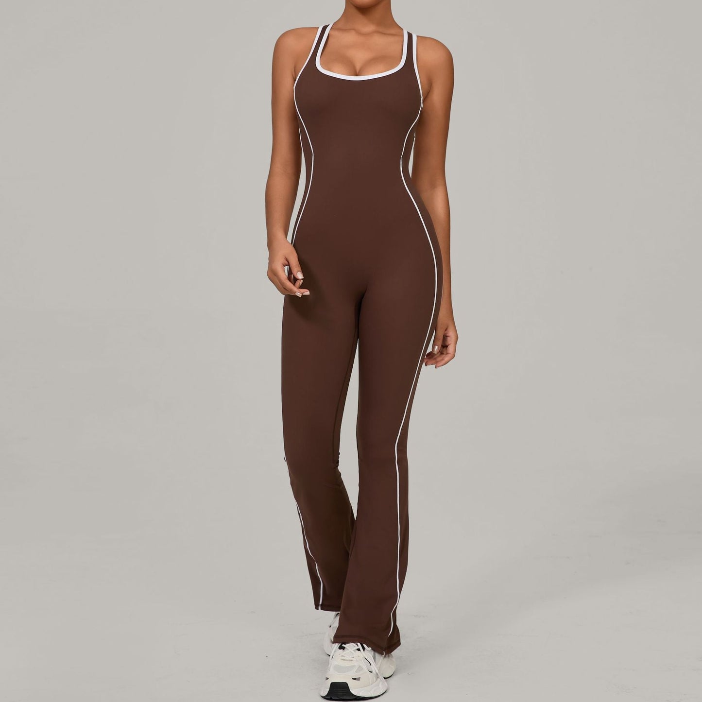 Autumn Sand Hollow Out Cutout out Beauty Back Yoga Clothes Dance Sports Jumpsuit Hip Lifting Pleated Slightly Pull Yoga Jumpsuit