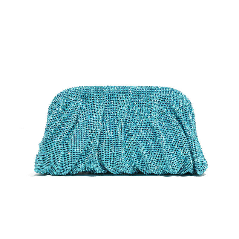 Rhinestone Cloud Bag Pleated Women Bag Texture High End Cosmetic Bag Niche Messenger Bag