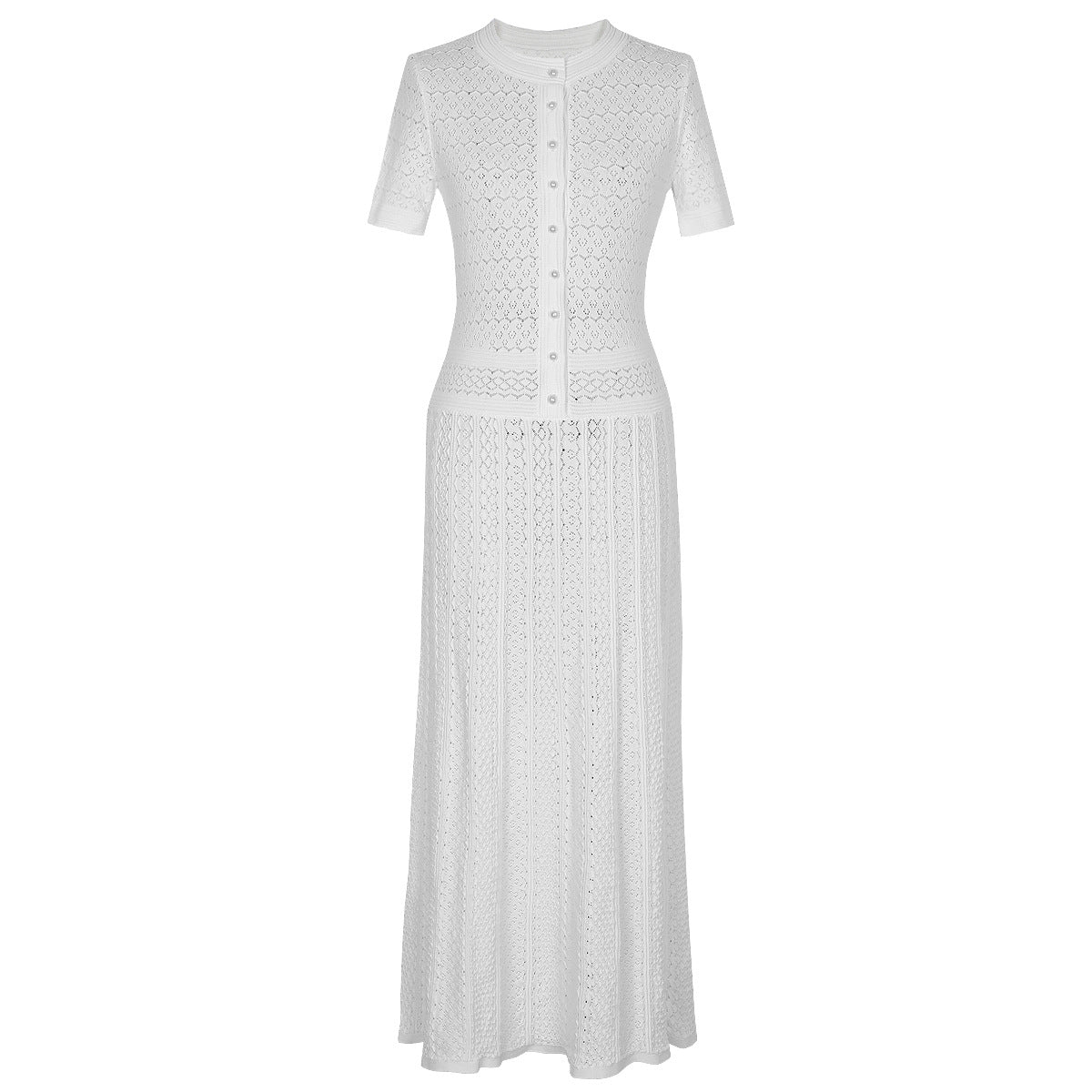 Bright Silk Summer Fashionable Knitted Slim Slimming Short Sleeve Maxi Dress for Women