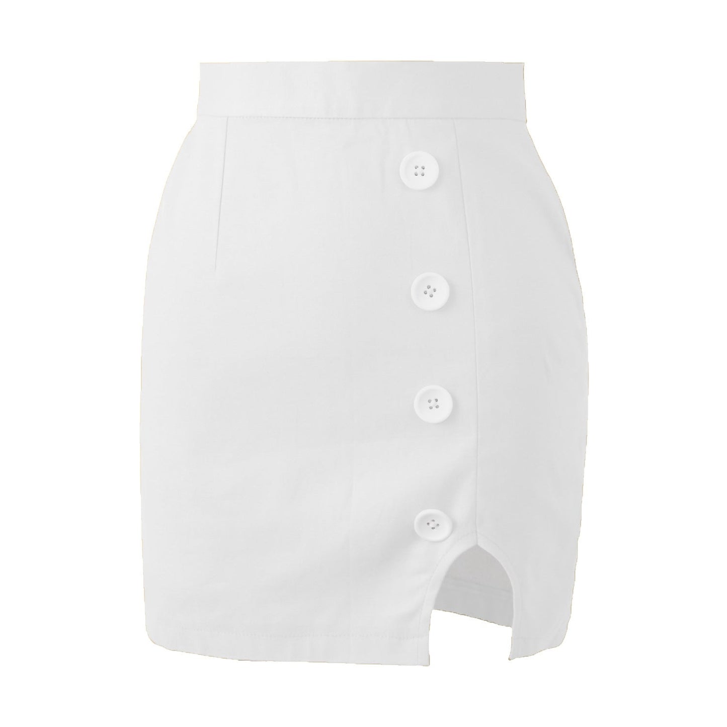 WomenSexy Sheath Slim A- line Skirt High Waist Button Split Solid Skirt Women
