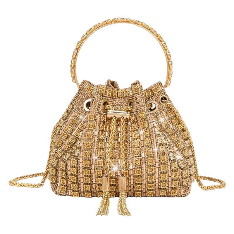 Dinner Bag Refined Rhinestone Handbag Chain Simple Fully Jewelled Bucket Bags