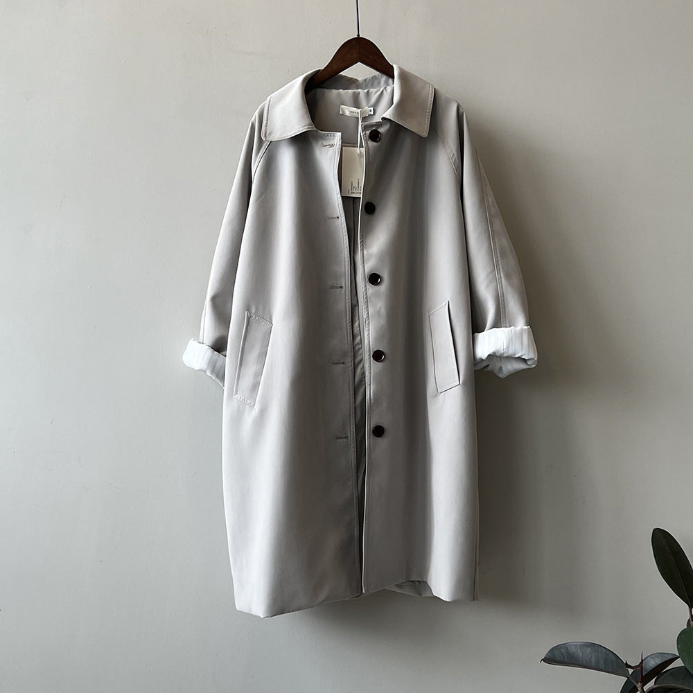Korean Casual Trench Coat Women Spring Loose All Match Mid Length Coat