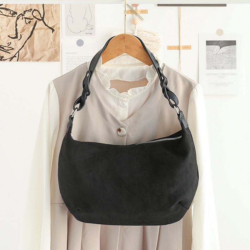 Chic Suede Underarm Women's Bag – Popular Versatile Shoulder Tote, Retro Texture Soft PU Crossbody & Small Square Hobo Bag