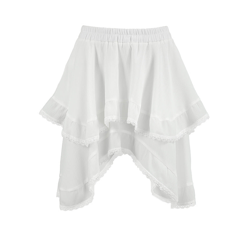 White Lace A Swing Loose Girl Skirt Autumn Winter Sexy Skirt for Women