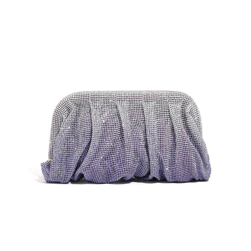 Rhinestone Cloud Bag Pleated Women Bag Texture High End Cosmetic Bag Niche Messenger Bag