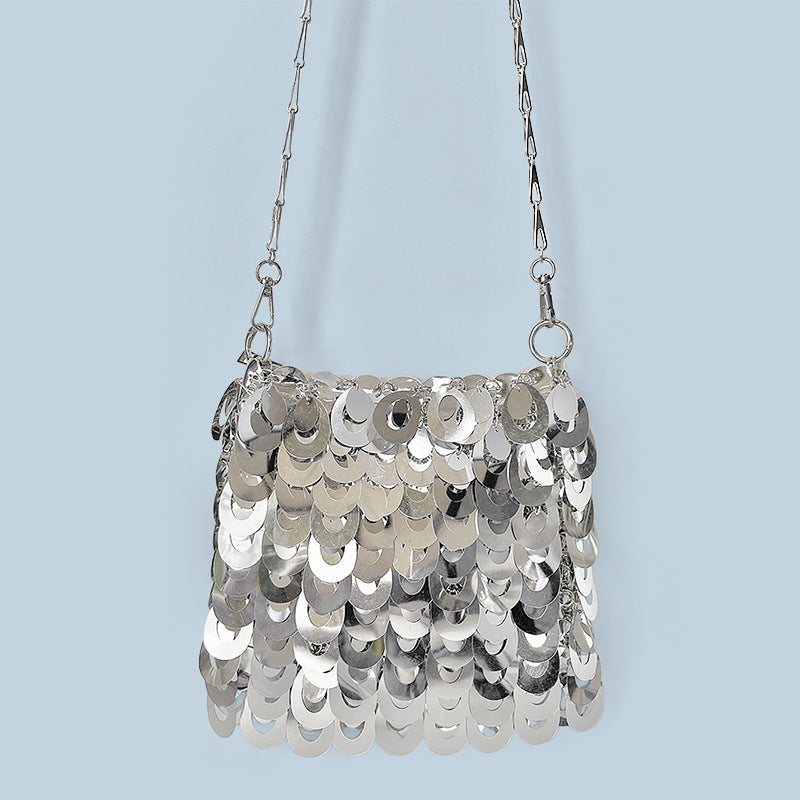 Niche Hollow Out Cutout out Sequin Chain Oversized Bag Women Bag Autumn Popular Messenger Bag