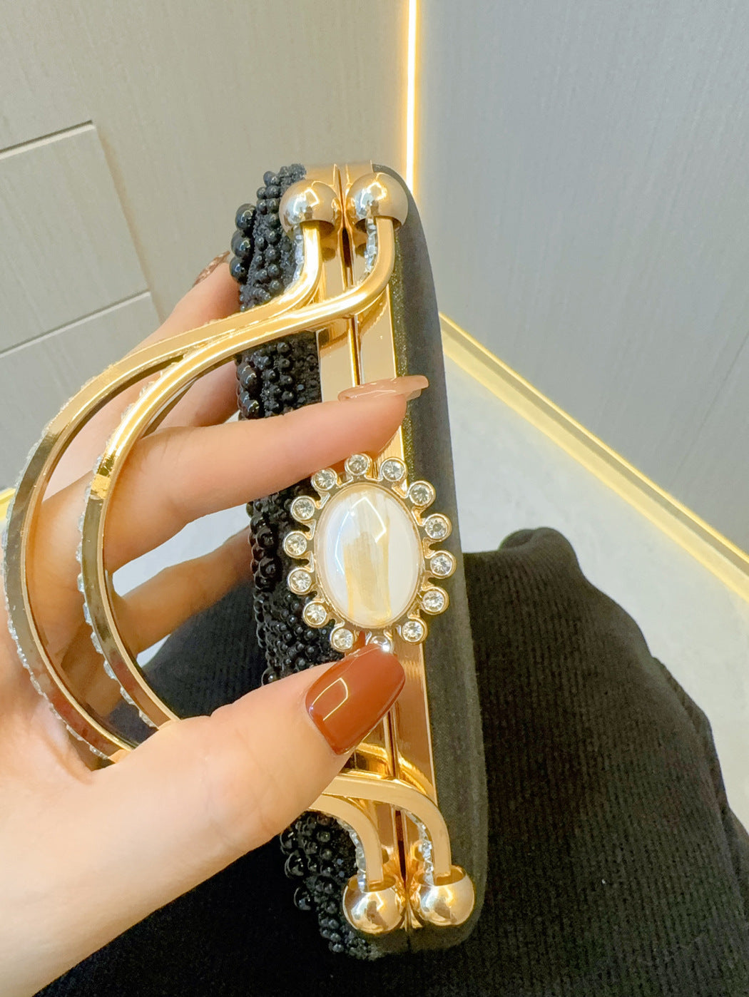 Vintage Pearl Tote Clutch Wedding evening clutch Dinner bag M4676-089113