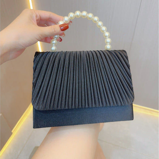 Women's Clutch Bag, Unique French Pleated Evening Dress Bag