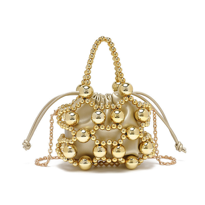 Special Interest Design Beaded Bag Fashionable All Match Exquisite Hollow Out Cutout Beads Woven Bag High Grade Portable Shoulder Messenger Bag