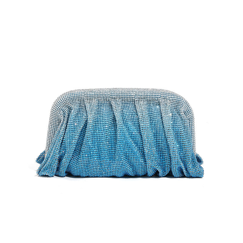 Rhinestone Cloud Bag Pleated Women Bag Texture High End Cosmetic Bag Niche Messenger Bag