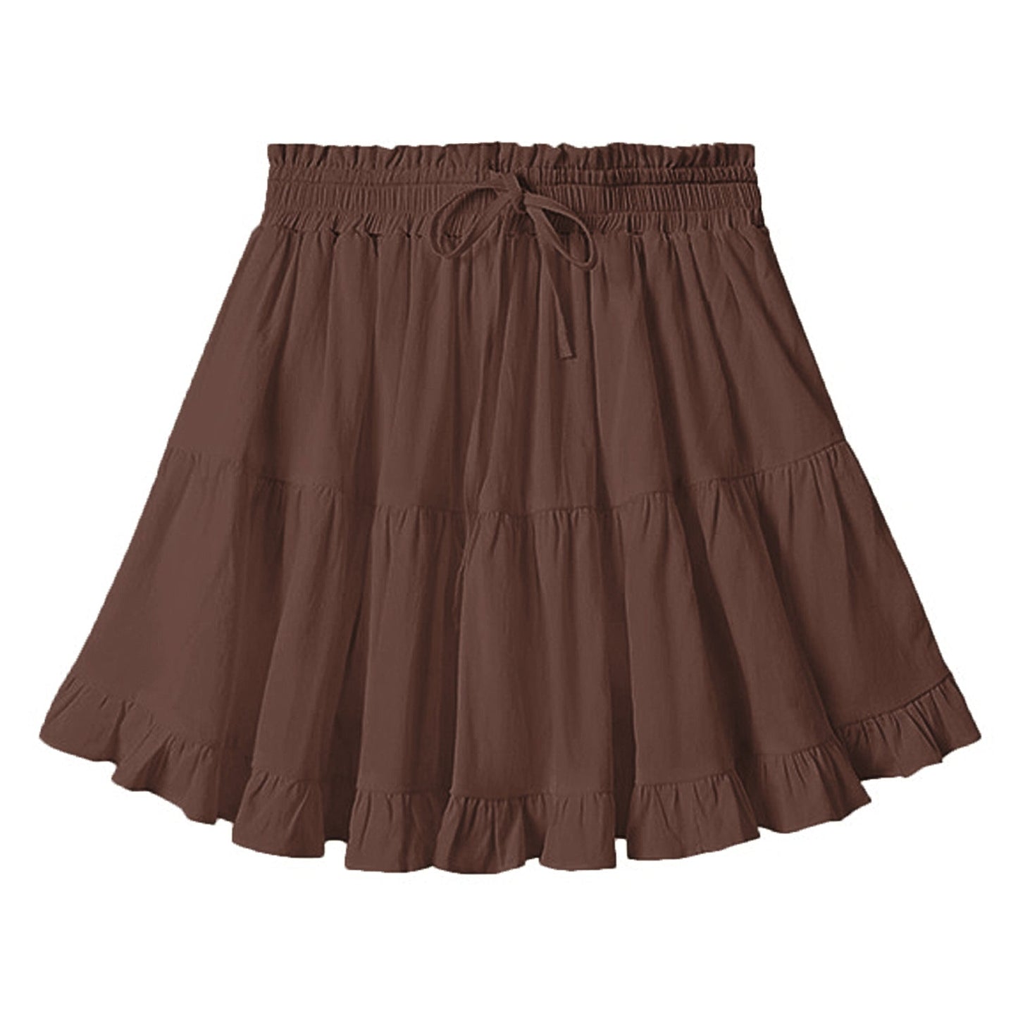 Women Clothing Drawstring Lace Skirt High Waist Elastic Pantskirt Beach All Matching Skirt Women