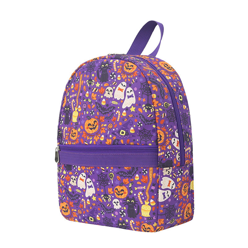 Pumpkin witch pattern digital print backpack, waterproof nylon backpack purse, student backpack purse,