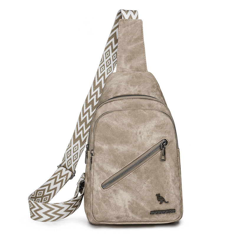 Women Chest Bag Korean Casual Messenger Bag Women Retro Soft Leather Shoulder Bag Popular Backpack