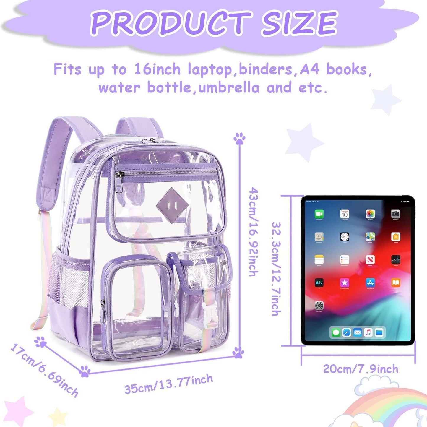 Durable PVC Transparent Backpack – Clear Backpack Bag for Stadium Events & Outdoor Fitness Purse