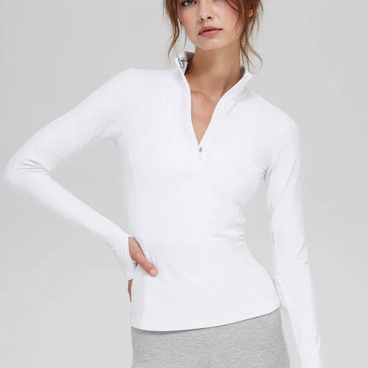 Half Zipper Yoga Clothing Top Women Slimming Tight Fitness Running Exercise Coat Autumn Quick Drying Long Sleeve