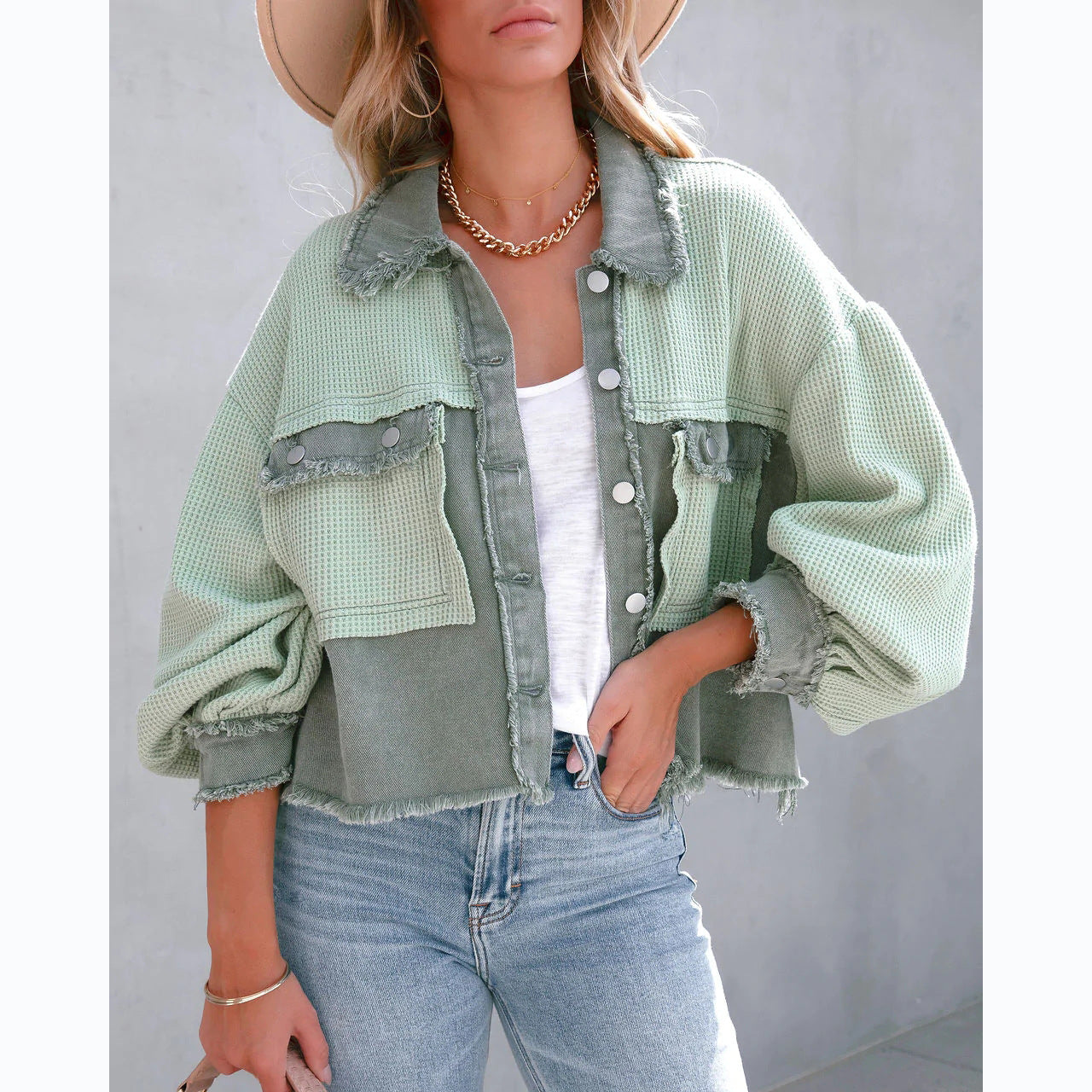 Casual Autumn Winter Waffle Stitching Wash Coat