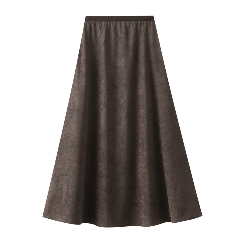 Autumn High Waist Slimming All Matching Flab Hiding A line Skirt Graceful Long Expansion Skirt Umbrella Skirt