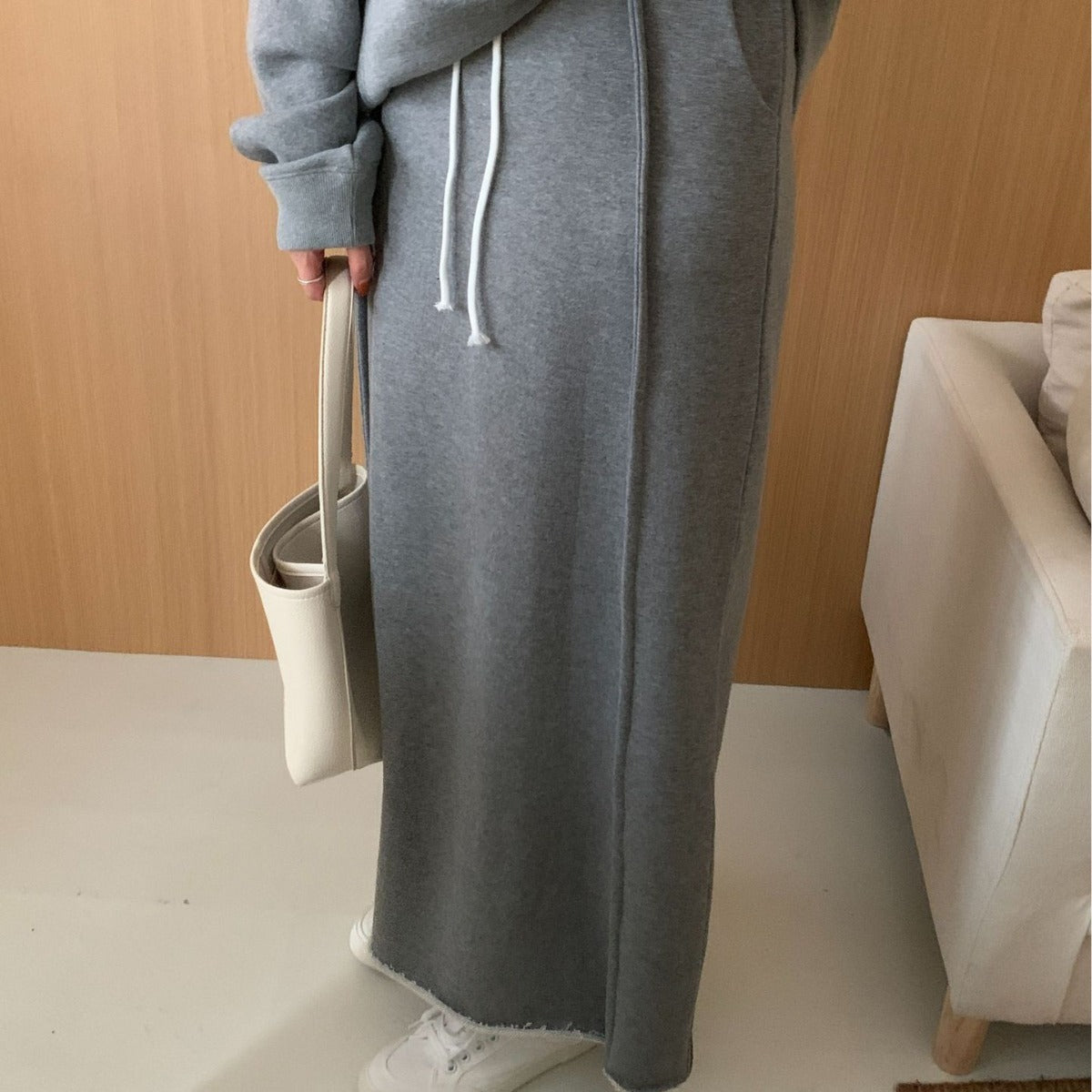 Spring Autumn High Waist Pure Cotton Skirt Best All Match Straight Knit Long Skirt