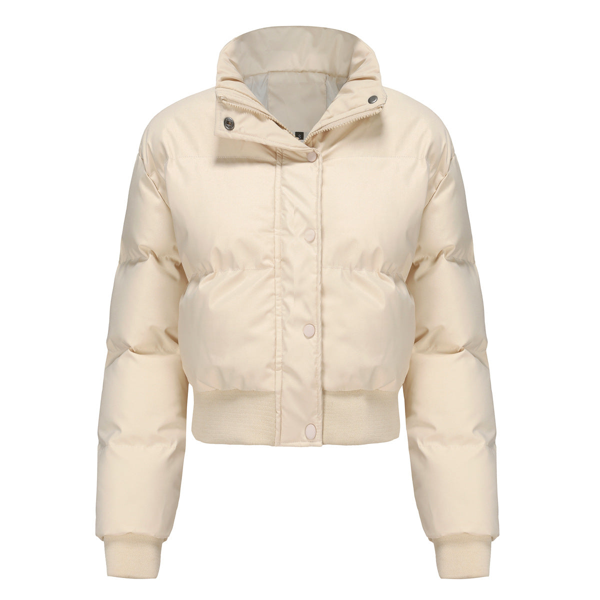 Autumn Winter Women Clothing Short Cotton Jacket Women Long Sleeved High Collar Warm Coat Loose Casual Cotton Padded Clothes Bread Coat