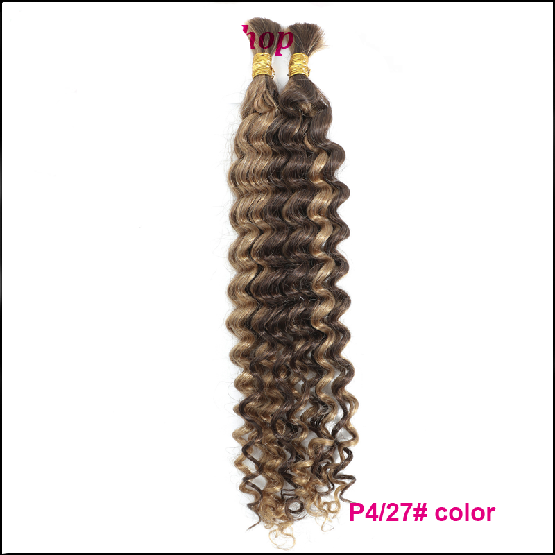 10A Colored Deep Wave Human Hair Bulk for Braiding - No Weft - Real Hair Silk