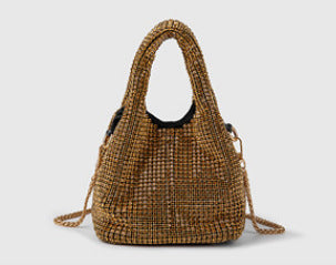 Women Bag Rhinestone Bucket Bag Portable Elegant Vegetable Basket Vest Messenger Bag