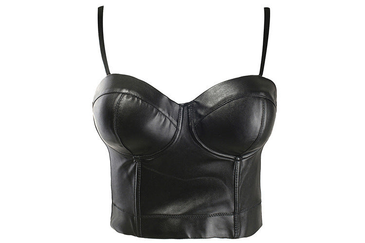 Leather Women Summer Solid Color Stretch Small Tank Top Underwear Sexy Cropped Bra Small Sling