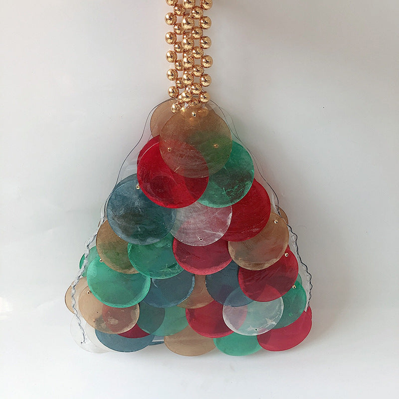 Hand Woven Chain Bag Women Niche Fairy Prawn Crackers Triangle Bag Simple Portable Shell Bag
