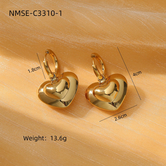 Simple Internet Celebrity Non Fading Lovely Titanium Steel Earrings 18K Gold Stainless Steel High Grade All Match Earrings