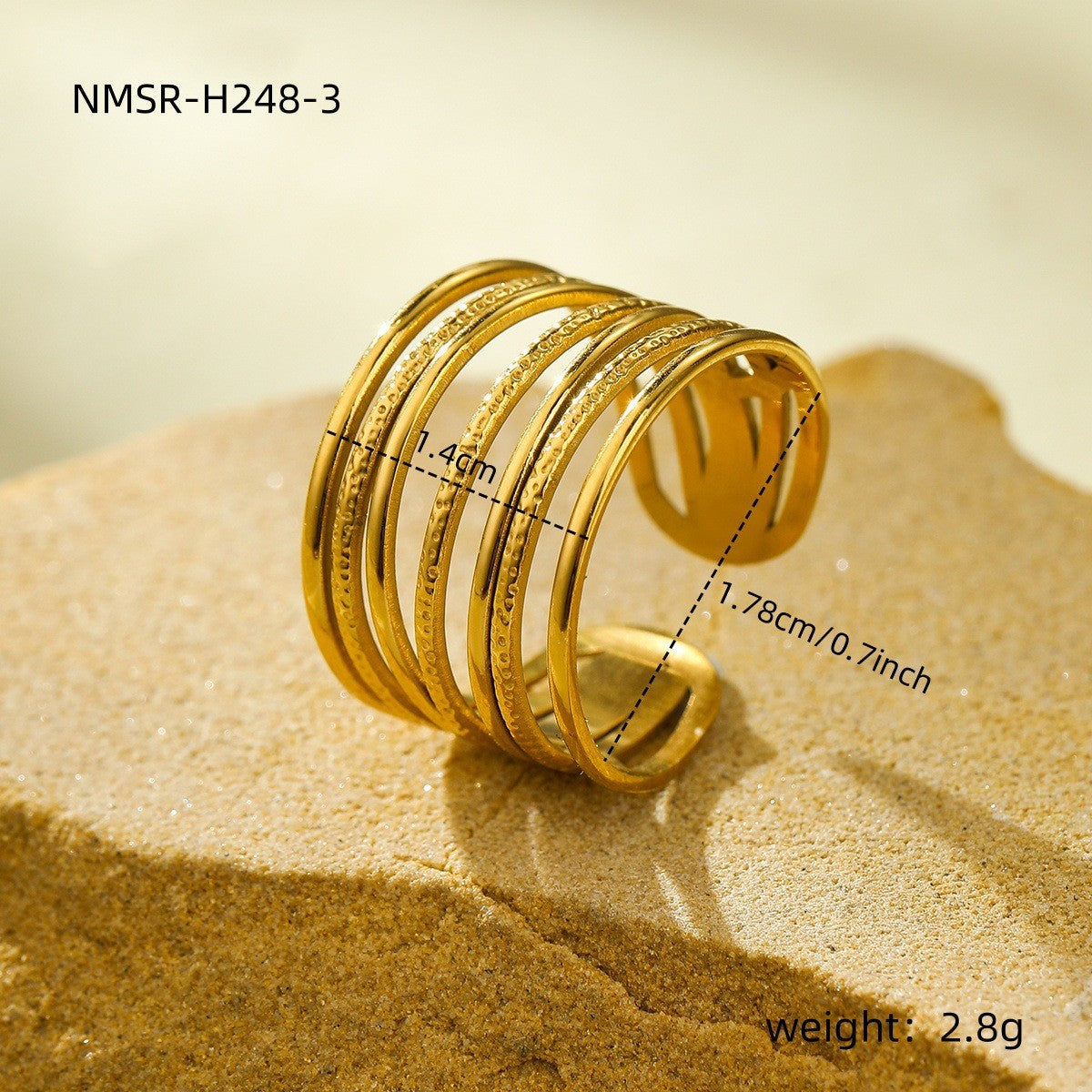 Geometric Abstract Irregular Asymmetric Titanium Steel Ring High Grade Open Stainless Steel Ring