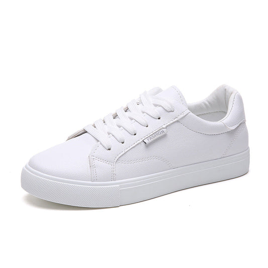 White Women's Sneakers - Flat Bottom Casual Shoes