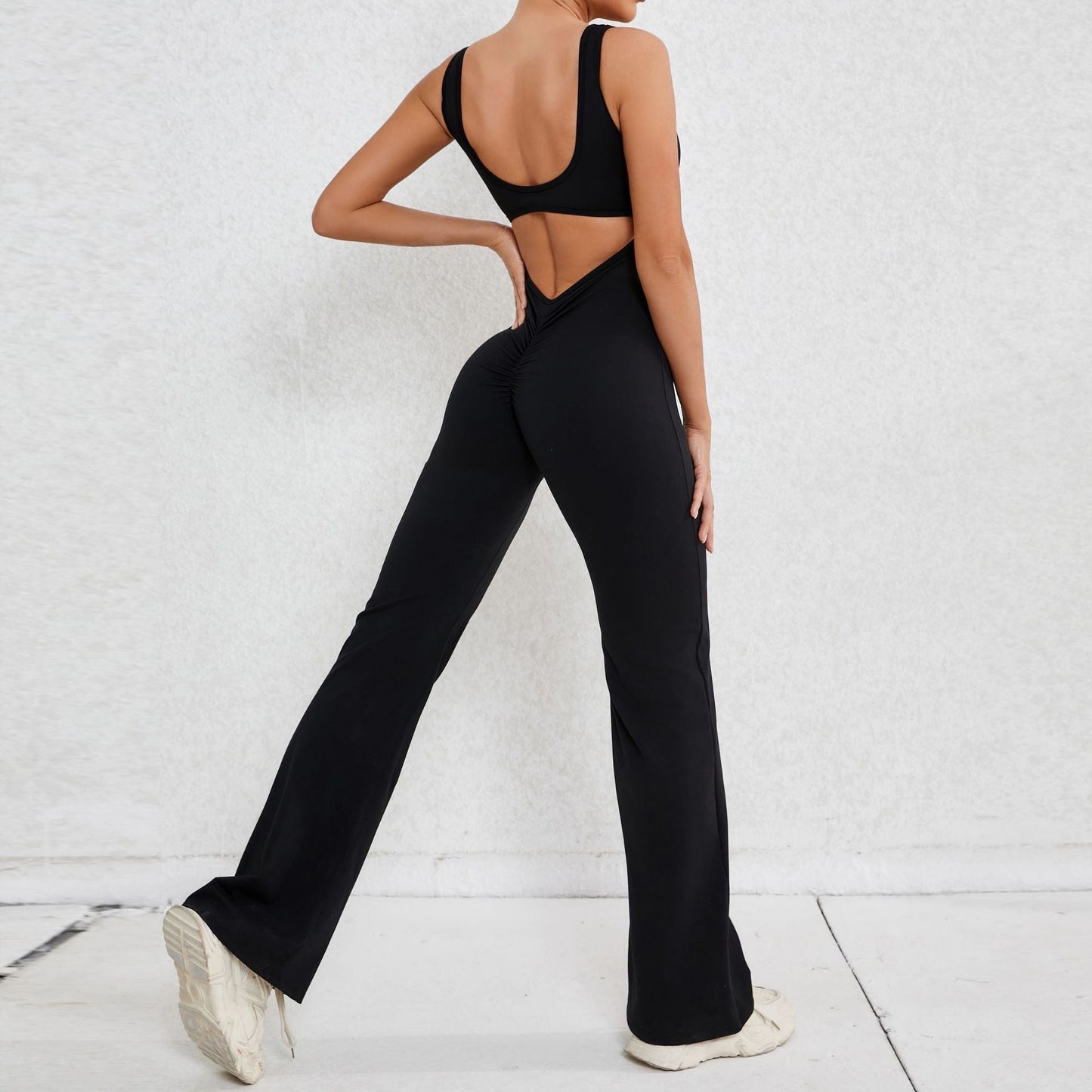 Autumn Sand Hollow Out Cutout Beauty Back One Piece Peach Hip Lifting Sport Workout Clothes Micro Pull Yoga Jumpsuit Jumpsuit