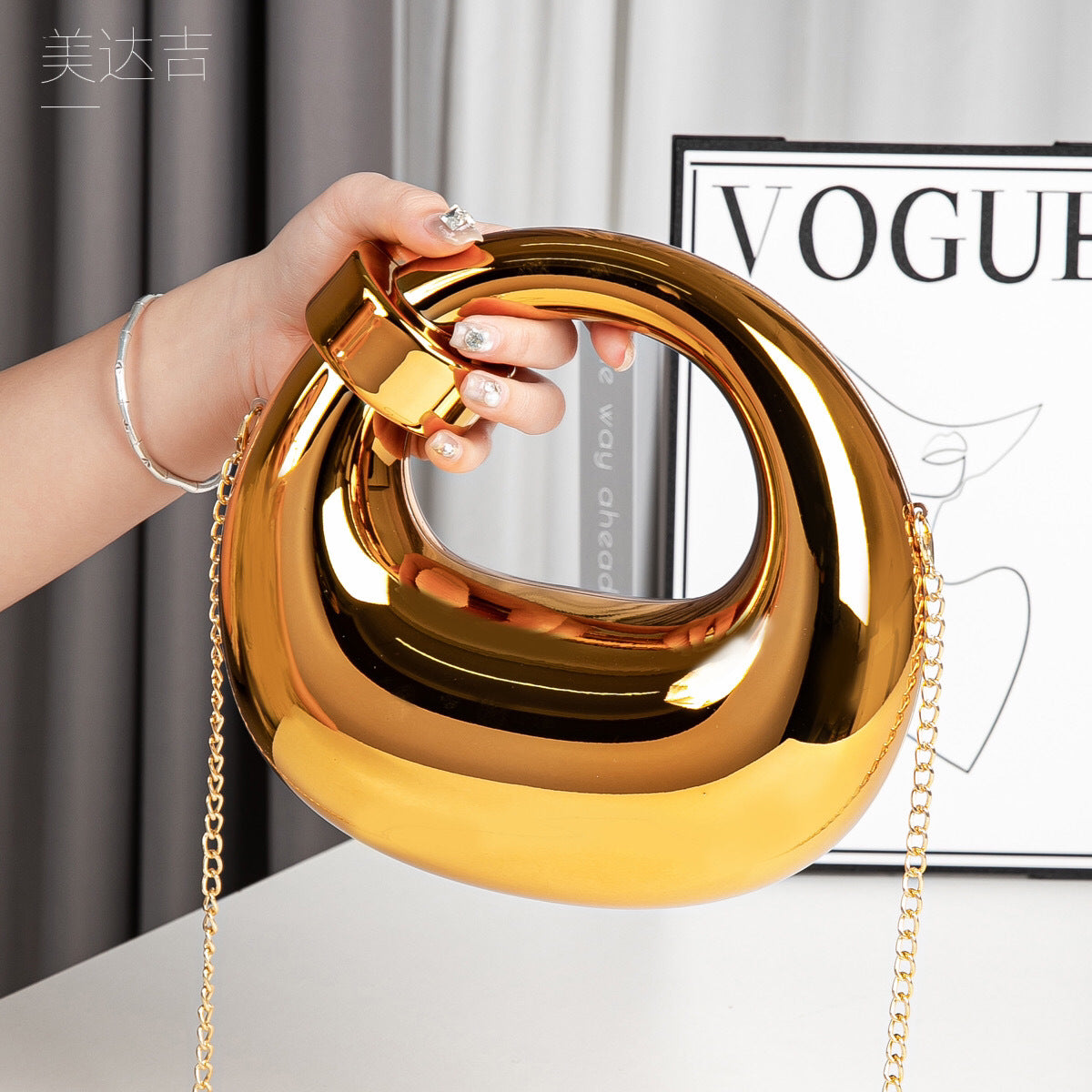 Acrylic gold box, goose egg shaped party purse, cloud shell evening clutch purse, messenger bag, clutch purse party, prom bag, party purse, prom bags clutch, Wedding purse