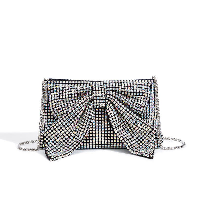 Bow Crystal Women Diamond King Diamond Evening Bag Full Diamond Dinner Cheongsam Crossbody Chain Bag