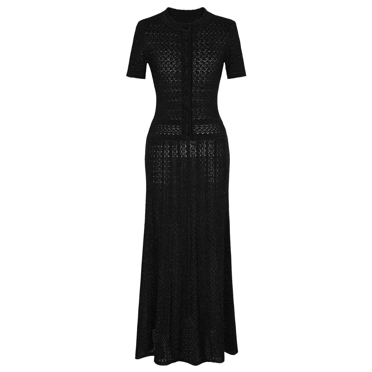 Bright Silk Summer Fashionable Knitted Slim Slimming Short Sleeve Maxi Dress for Women