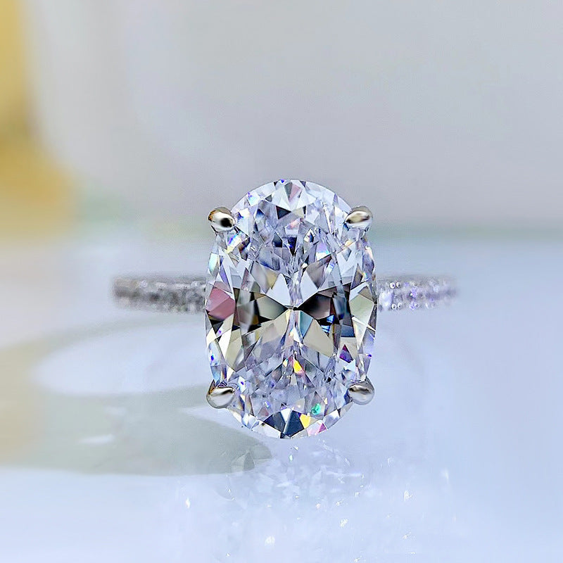 925 Silver Artificial Diamond Oval 8*12 Ledean Diamond Bottom Cut