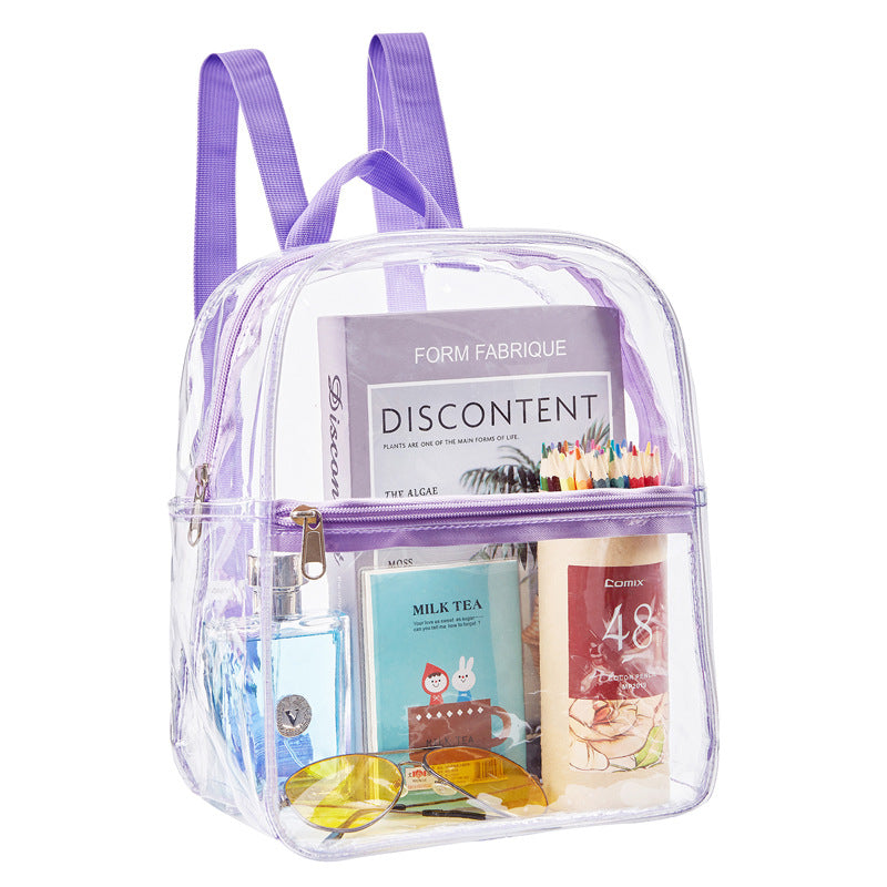 Small Transparent Backpack – Colored PVC Transparent Schoolbag, Security-Free Children's Transparent Bag