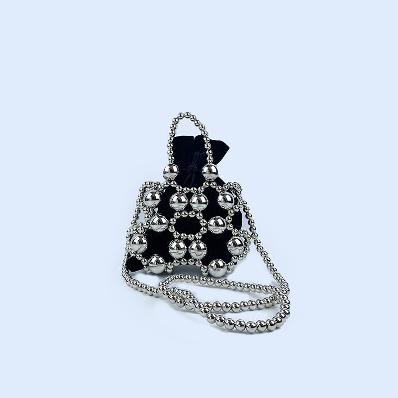 Internet Celebrity Same Dark Beaded Small Waste Bag Concave Shape Handbag Messenger Bag Trend