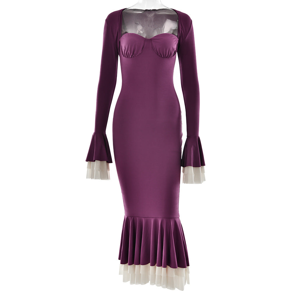 Arrival Women Dress Set Autumn Winter Long Sleeved Shawl Sling Bandeau Slim Fit Sexy Dress