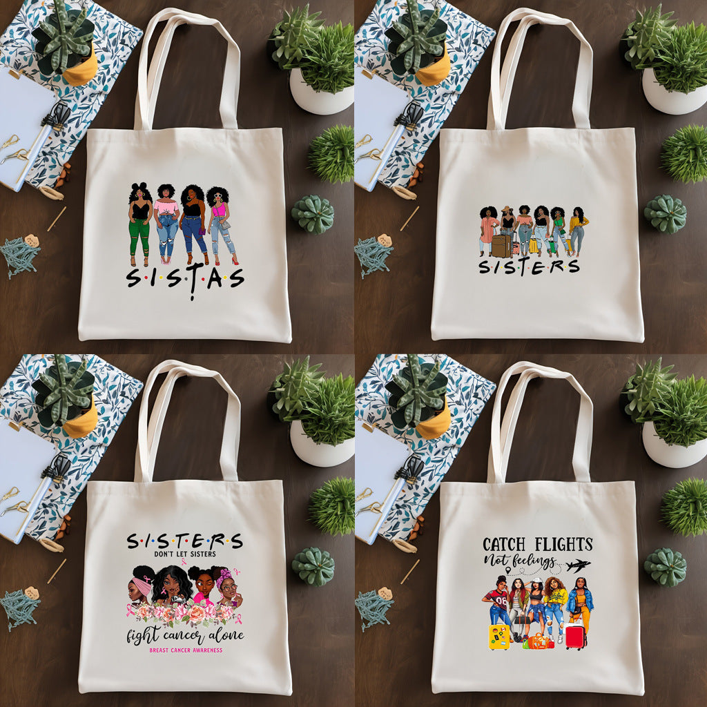 Canvas printed shoulder bag, fashionable and lightweight shopping bag, large-capacity cotton bag 2pcs hobo.