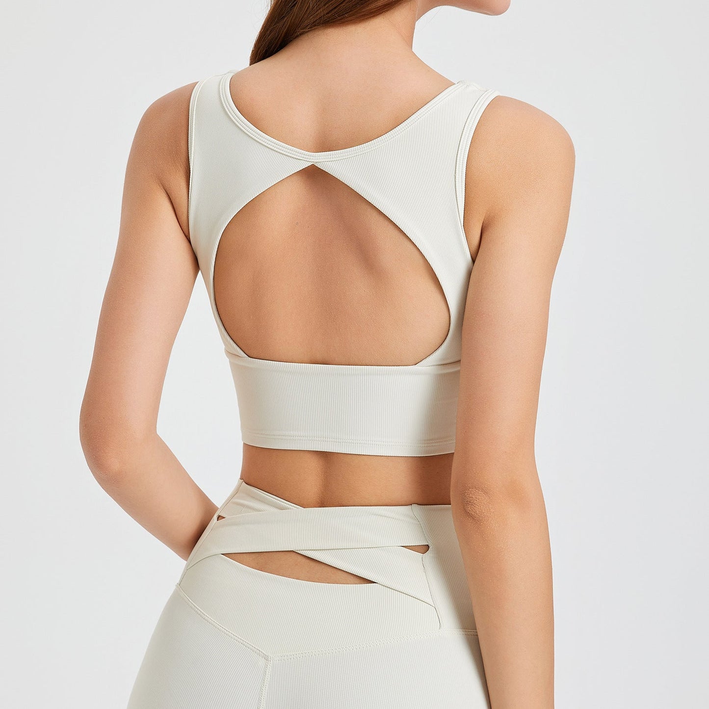 Spring Summer Beauty Back One Piece Sports Underwear Fixed Cup Yoga Bra Running Quick-Drying Shockproof Fitness Vest