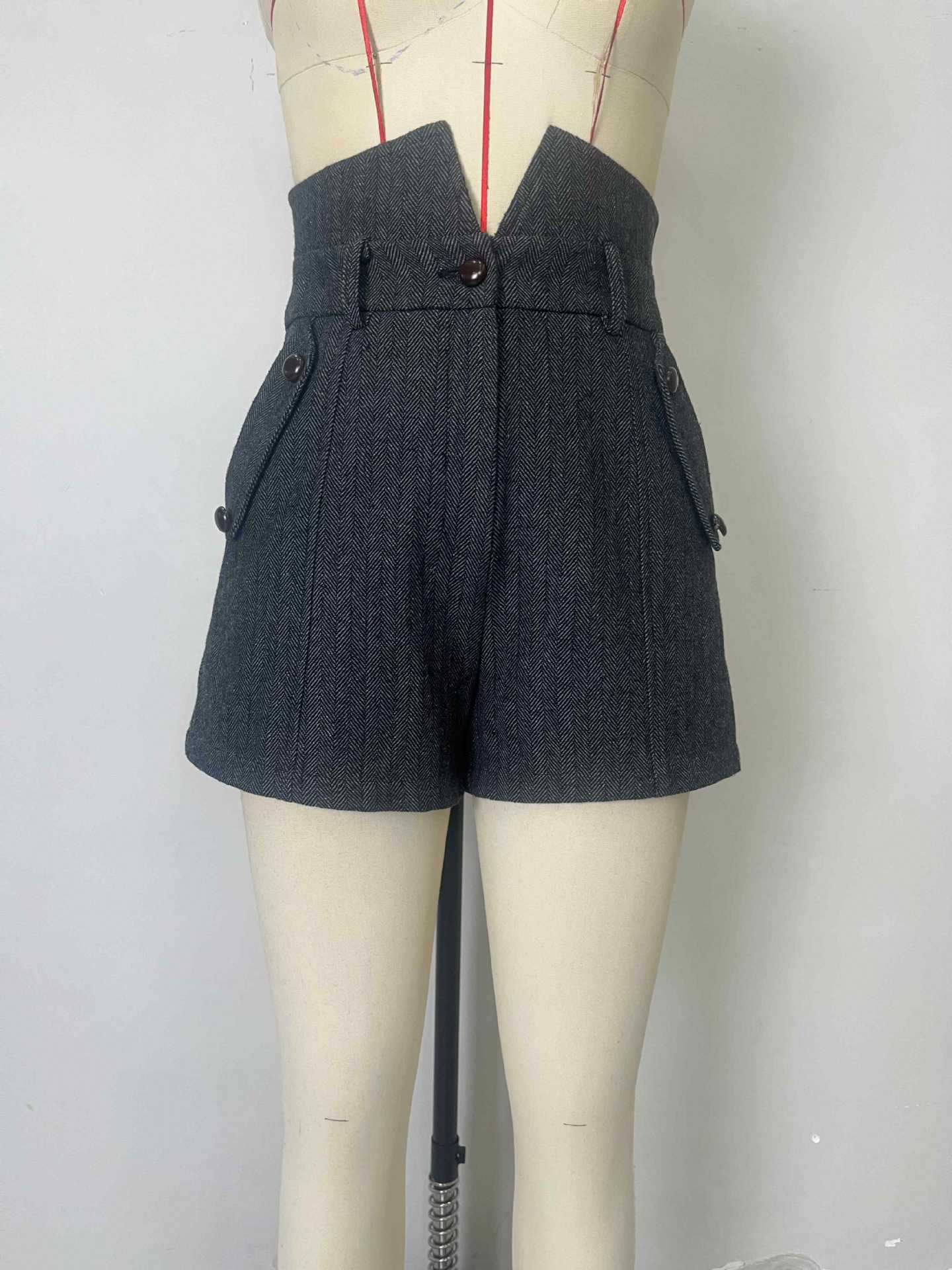 Autumn Winter Woolen Shorts Matching Women Slimming Casual Shorts Outer Wear