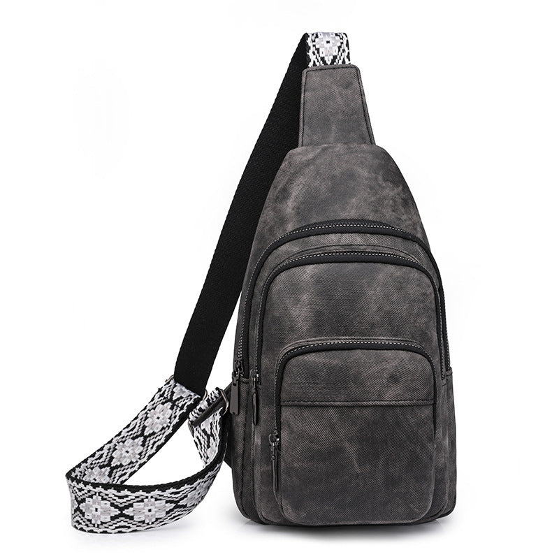 Chest Bag Wind Office Portable Retro Brown Crossbody Bag Simple Small Backpack Women Chest Bag