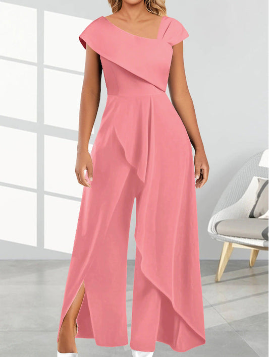 Autumn Spring Women Collar Solid Color Jumpsuit