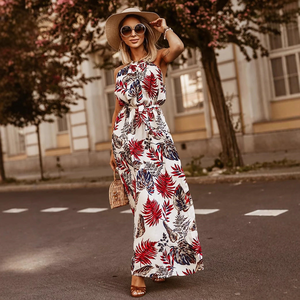 Women Clothing Women Clothing Floral Print Seaside Vacation Halter Dress
