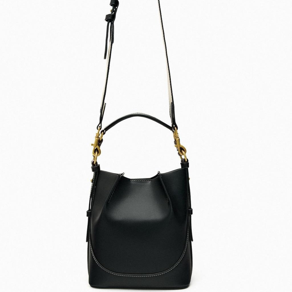 Elegant Bundle Closure Portable Hobo Bag - Stylish Crossbody Broadband Drawstring Bucket Bag