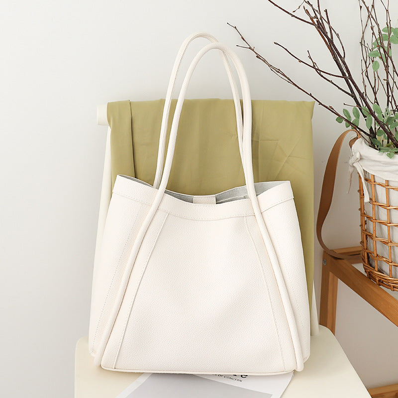 Elegant Large Capacity Tote Bag for Females - Retro Soft PU Shoulder Bucket Bag, Textured Hobo Bag 2 in 1