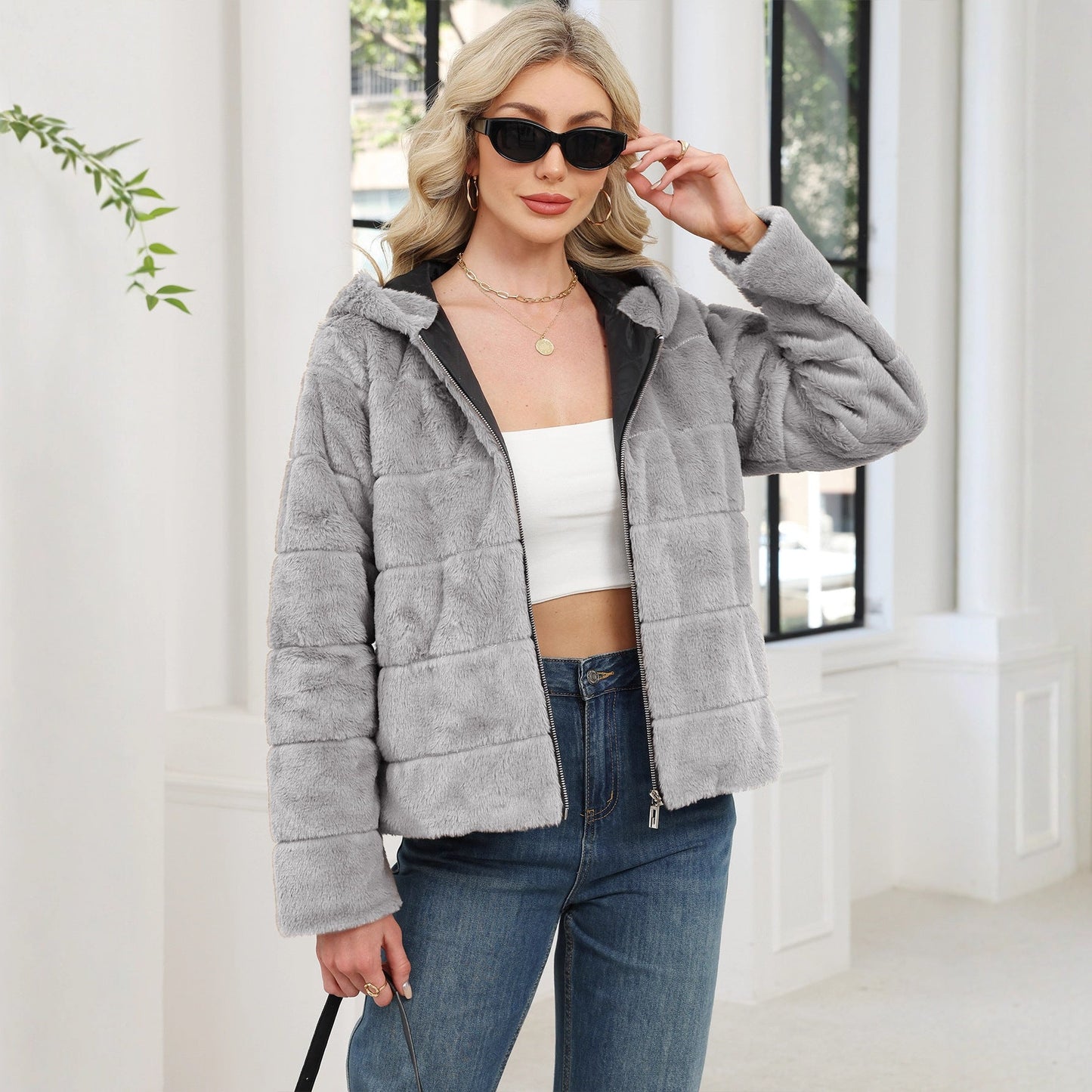 Arrival Autumn Winter Warm Imitation Rabbit Fur Coat Women Faux Fur Jacket