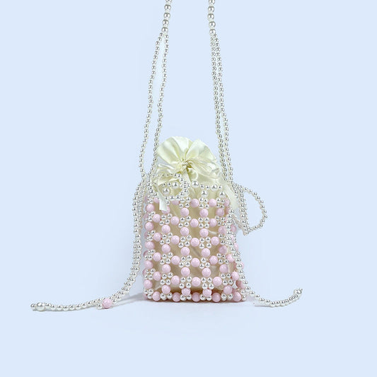 Hand Woven Artificial Pearl Bag Women Summer Retro Messenger Bag Finished Fairy Summer Mini Internet Celebrity Same
