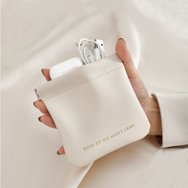 Automatic closing data cable, earphone portable storage bag, lipstick key, cosmetics portable small bag,